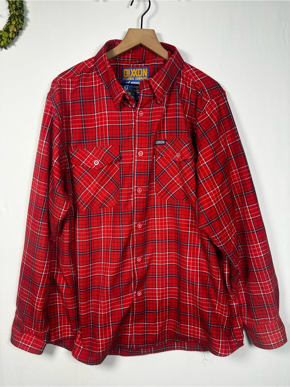 DIXXON The Dirte Button Front Long Sleeve Red White Size 2XL Men's